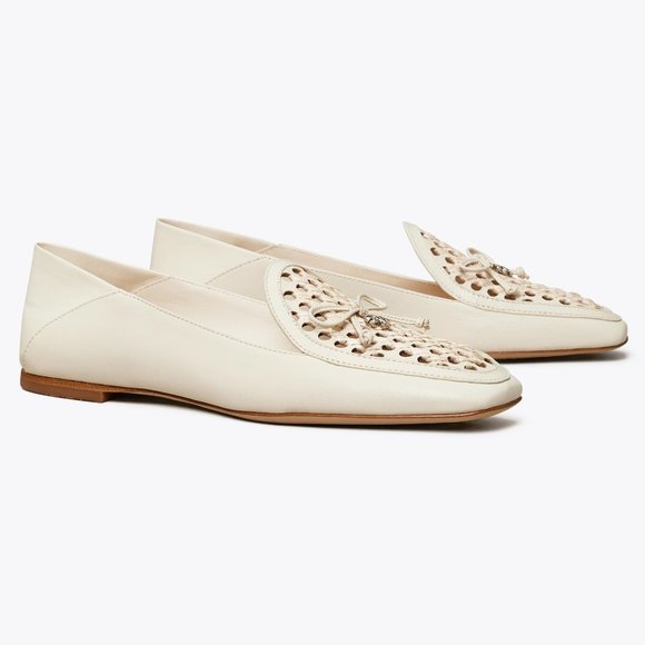 Tory Burch $348 CONVERTIBLE TORY CHARM WOVEN LOAFER Ivory Cream - Picture 13 of 13
